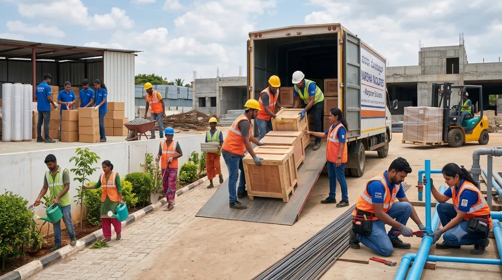 Industrial workforce at a Bangalore warehouse
